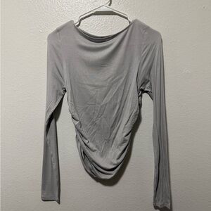 Elegant Gray Long Sleeve Women's Top